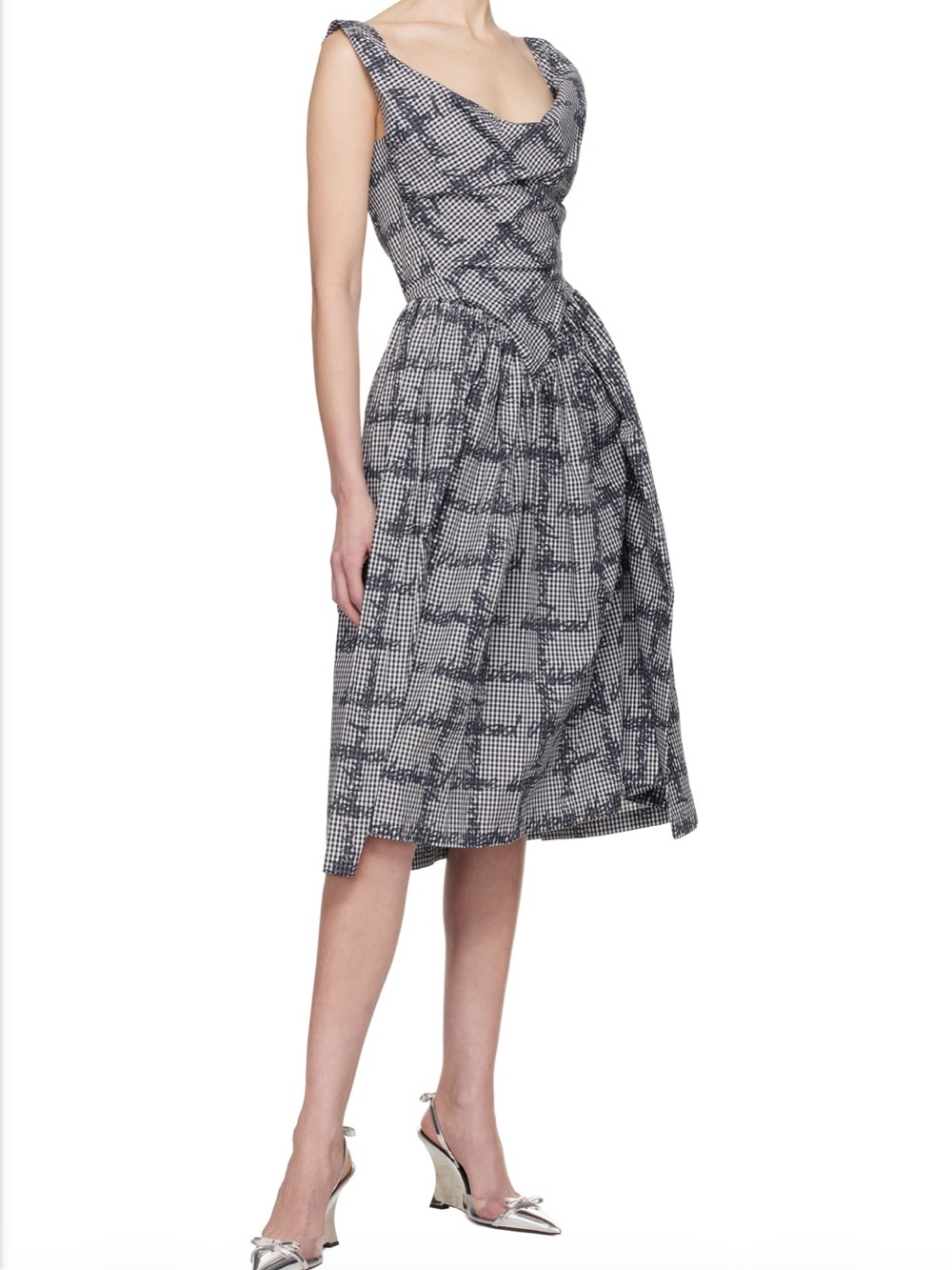 NWT Vivienne Westwood Sunday MIDI Dress Black and White Gingham SZ 44
